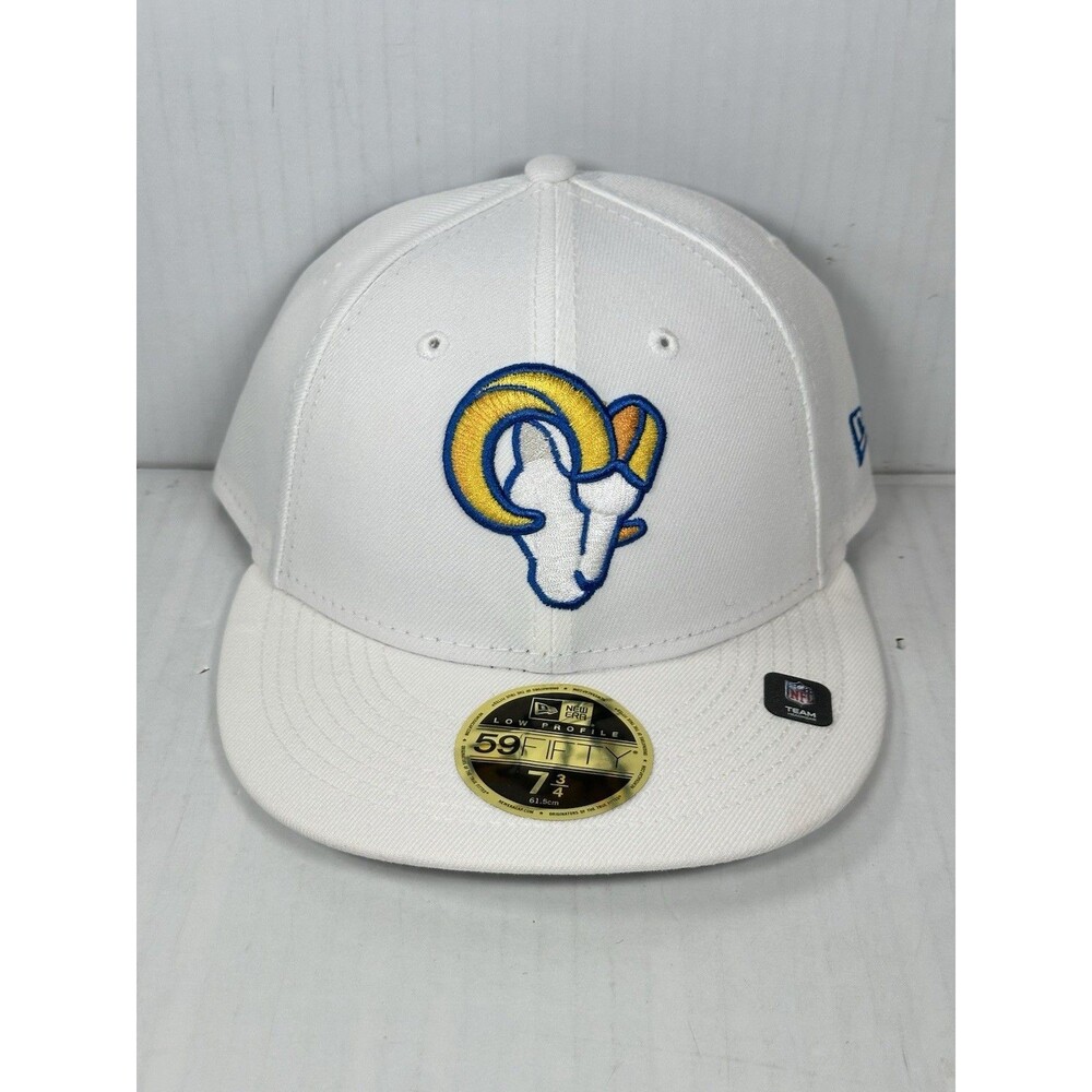 Size 7 3/4 New Era Los Angeles Rams NFL Low Profile 59FIFTY Fitted Hat Cap White